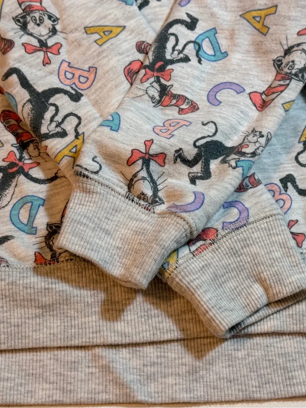 Dr. Seuss Cat in the Hat ABC Toddler Crewneck Sweatshirt Light Gray Heather 2T